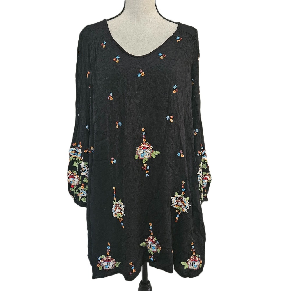 Free People Medium Oxford Floral Embroidered Mini Dress
